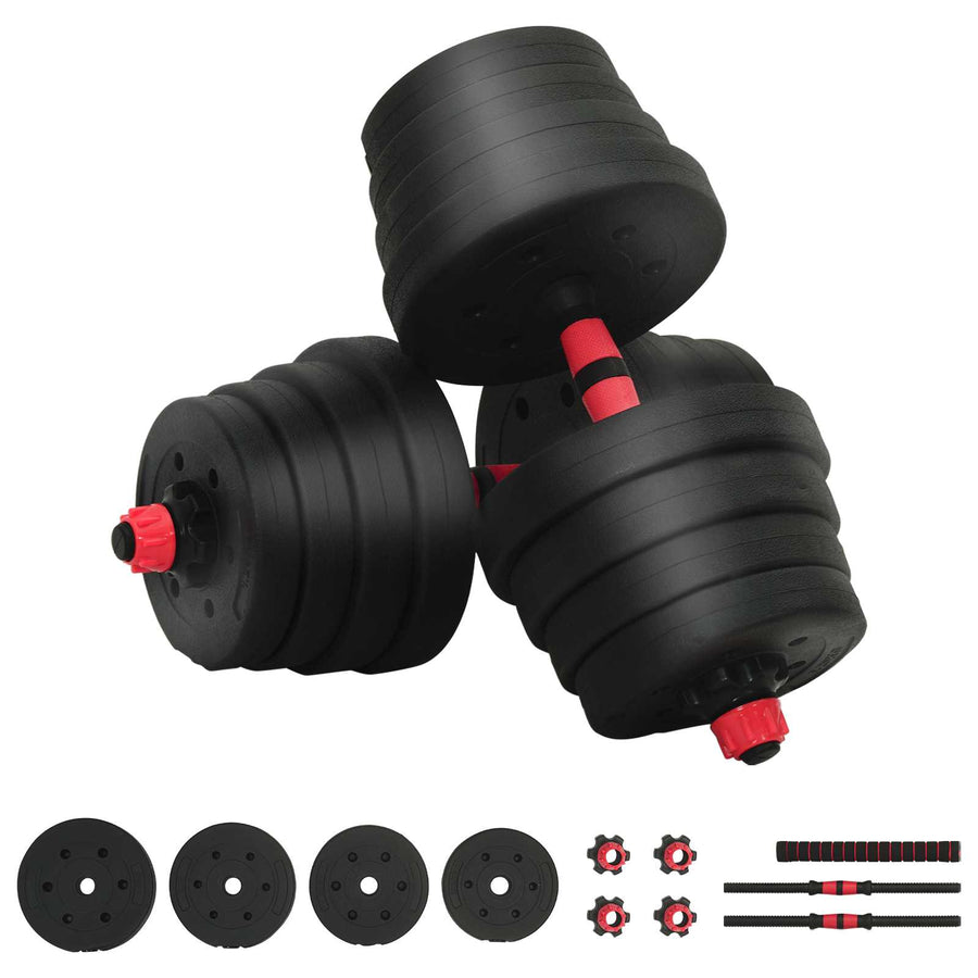 2-in-1 Dumbbell Barbell Set 30 kg Black and Red
