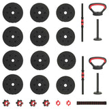 4-in-1 Dumbbell Barbell Kettlebell Set 20 kg Black and Red - Close-Up Angle