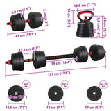 4-in-1 Dumbbell Barbell Kettlebell Set 20 kg Black and Red - Extra Image