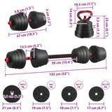 4-in-1 Dumbbell Barbell Kettlebell Set 30 kg Black and Red - Extra Image