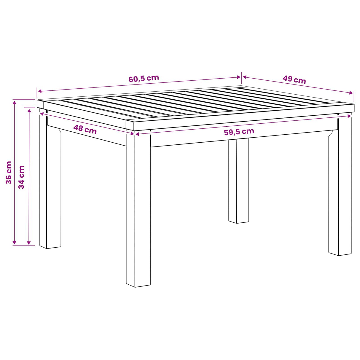 Coffee Table Natural 50 x 60.5 x 36 cm Solid Acacia Wood