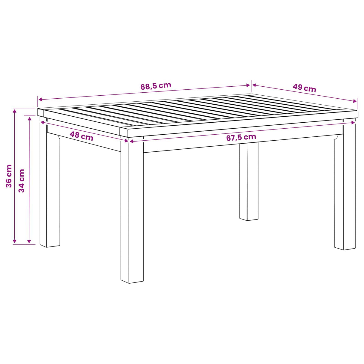 Coffee Table Natural 50 x 68.5 x 36 cm Solid Acacia Wood