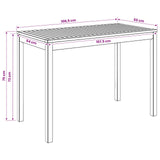 Garden Dinner Table Natural 108.5 x 55 x 75 cm - Low Angle