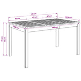 Garden Dinner Table Natural 141 x 80.5 x 75 cm - Low Angle