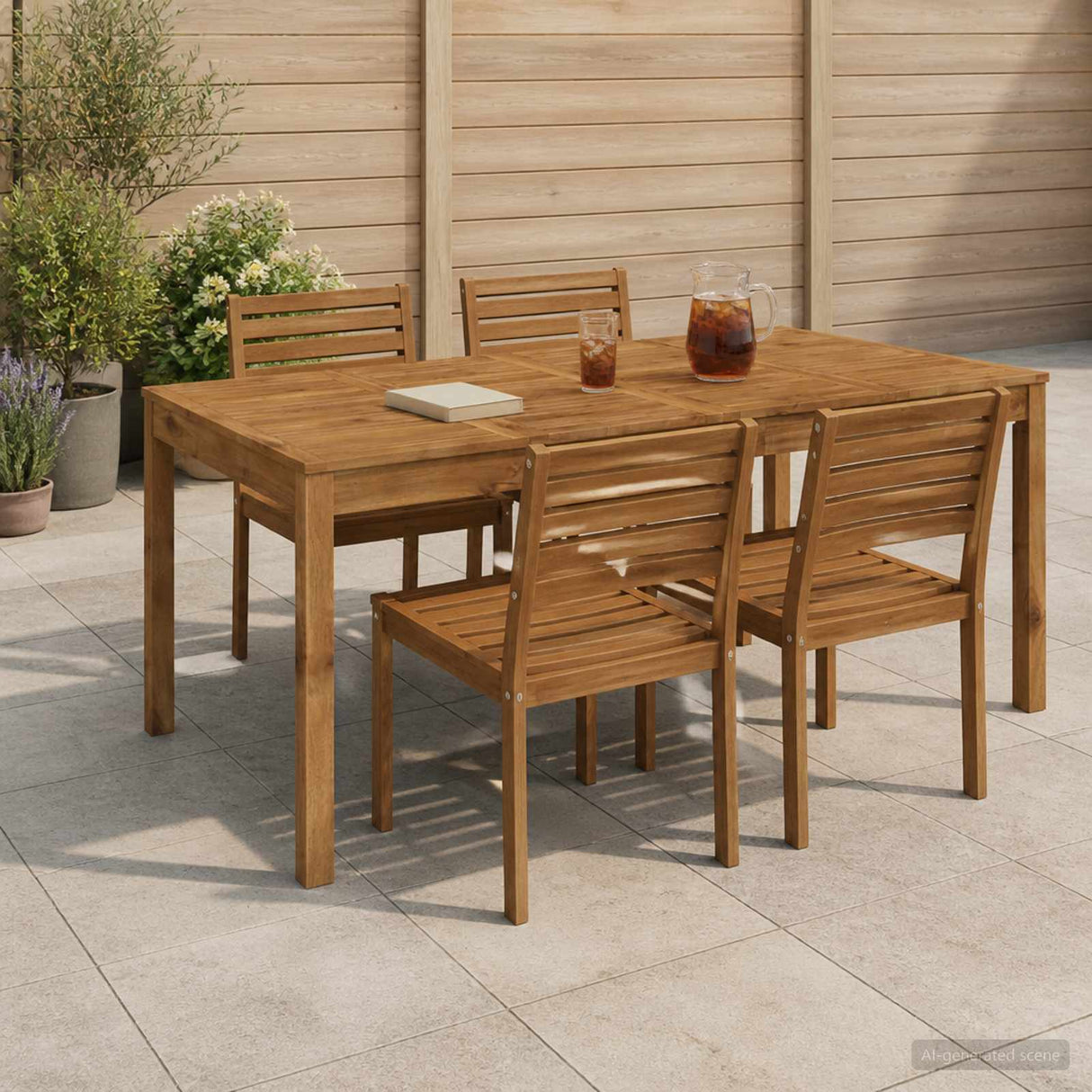 Garden Dinner Table Natural 180 x 88.5 x 75 cm