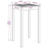 Garden Bar Table Natural 60 x 60.5 x 105 cm Solid Acacia Wood - Close-Up Angle
