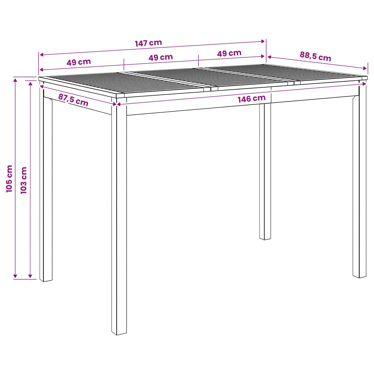 Garden Bar Table Natural 147 x 88.5 x 105 cm Solid Acacia Wood