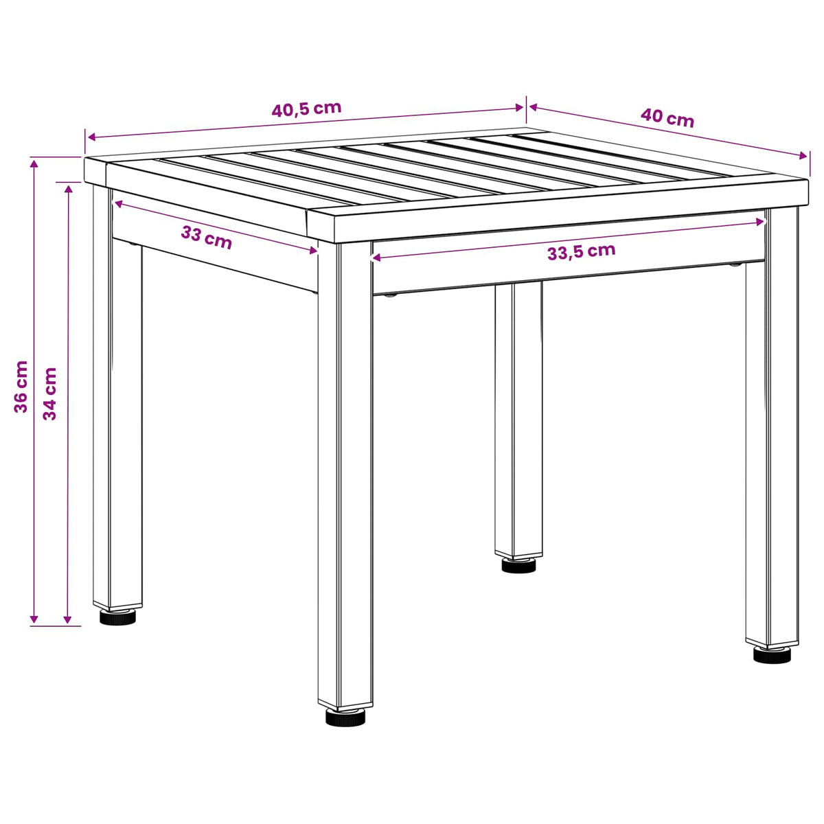 Coffee Table Natural and Black 40 x 40.5 x 36 cm