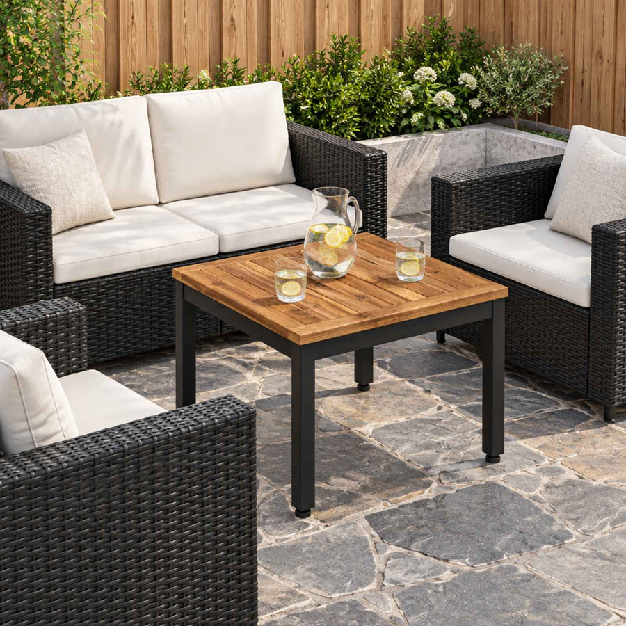 Coffee Table NAARDEN Natural and Black 49 x 48.5 x 36 cm