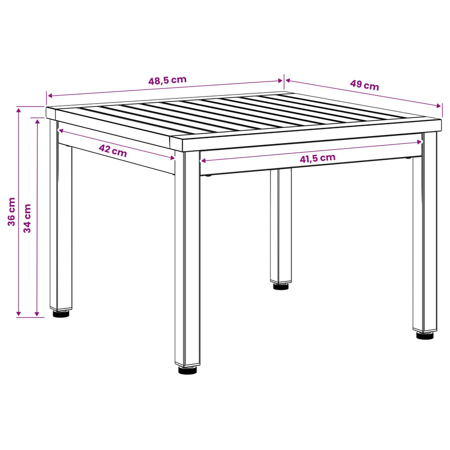 Coffee Table NAARDEN Natural and Black 49 x 48.5 x 36 cm