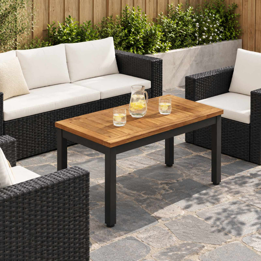 Coffee Table NAARDEN Natural and Black 60.5 x 30 x 36 cm