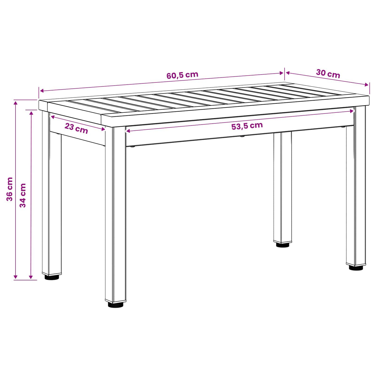 Coffee Table Natural and Black 60.5 x 30 x 36 cm