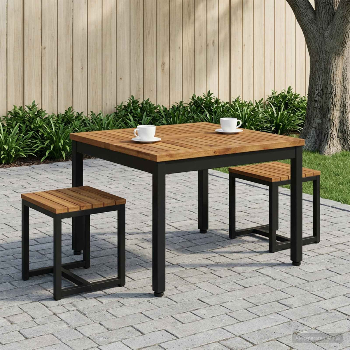 Coffee Table Natural and Black 60 x 60.5 x 36 cm