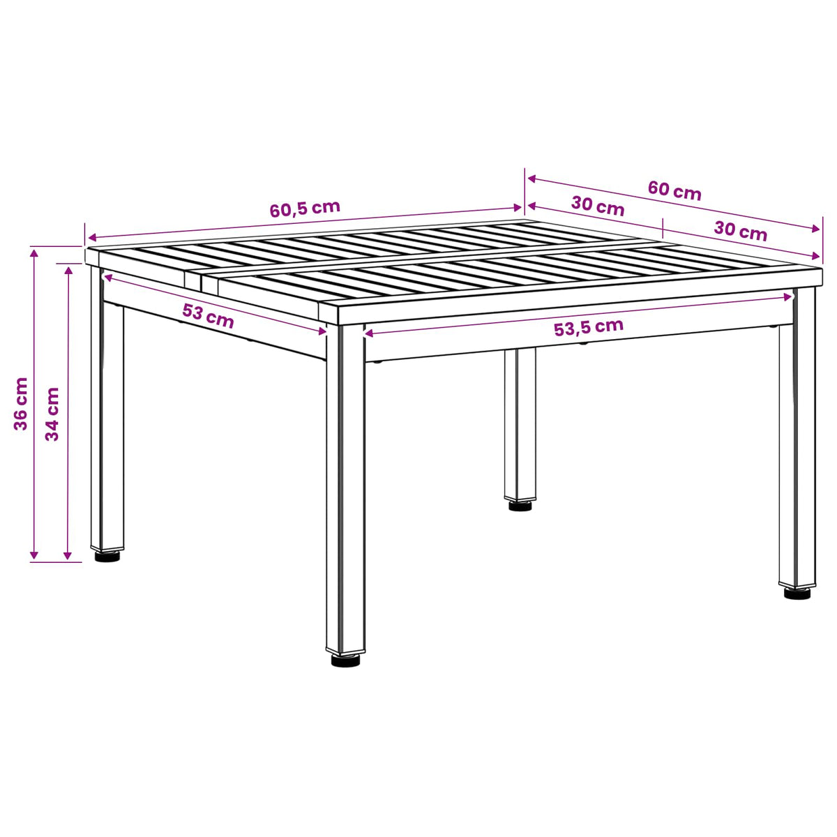 Coffee Table Natural and Black 60 x 60.5 x 36 cm