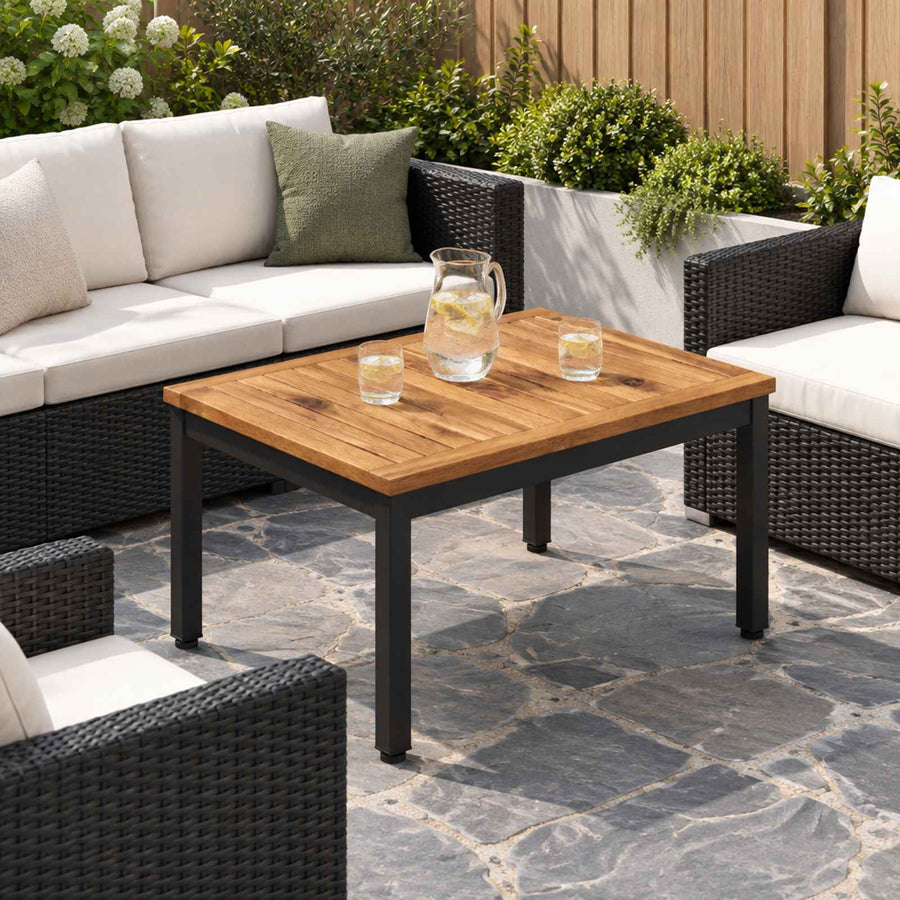 Coffee Table NAARDEN Natural and Black 49 x 60.5 x 36 cm