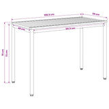 Garden Dinner Table Natural and Black 108.5 x 55 x 75 cm - Low Angle