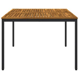Garden Dinner Table Natural and Black 110 x 108.5 x 75 cm - Top-Down View