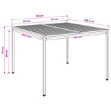 Garden Dinner Table Natural and Black 110 x 108.5 x 75 cm
