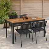 Garden Dinner Table Natural and Black 141 x 80.5 x 75 cm