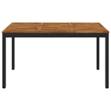 Garden Dinner Table Natural and Black 141 x 80.5 x 75 cm - Front View