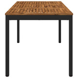 Garden Dinner Table Natural and Black 141 x 80.5 x 75 cm - Side View
