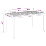 Garden Dinner Table Natural and Black 141 x 80.5 x 75 cm - Low Angle