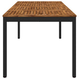 Garden Dinner Table Natural and Black 147 x 88.5 x 75 cm - Side View