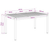 Garden Dinner Table Natural and Black 147 x 88.5 x 75 cm