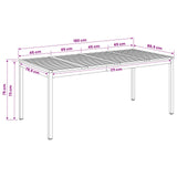 Garden Dinner Table Natural and Black 180 x 88.5 x 75 cm