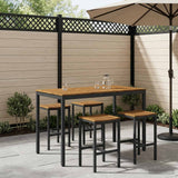 Garden Bar Table Natural and Black 141 x 80.5 x 105 cm