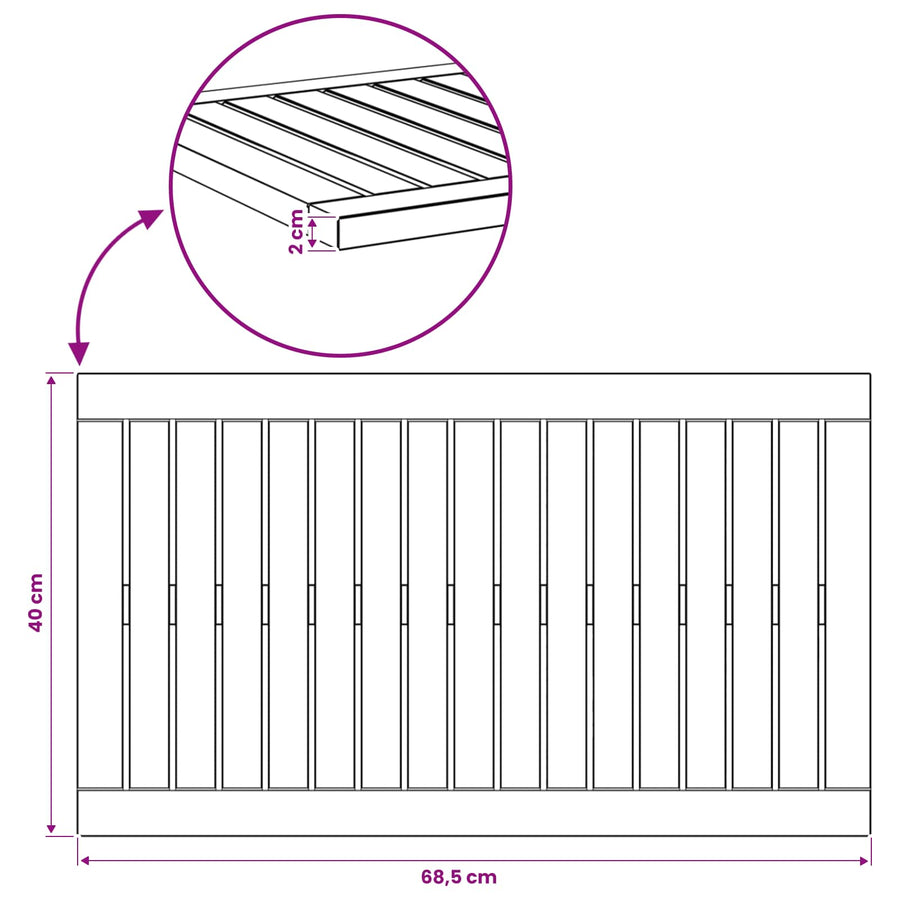 Table Top LAREN 68.5 x 40 x 2 cm Rectangular Solid Acacia Wood