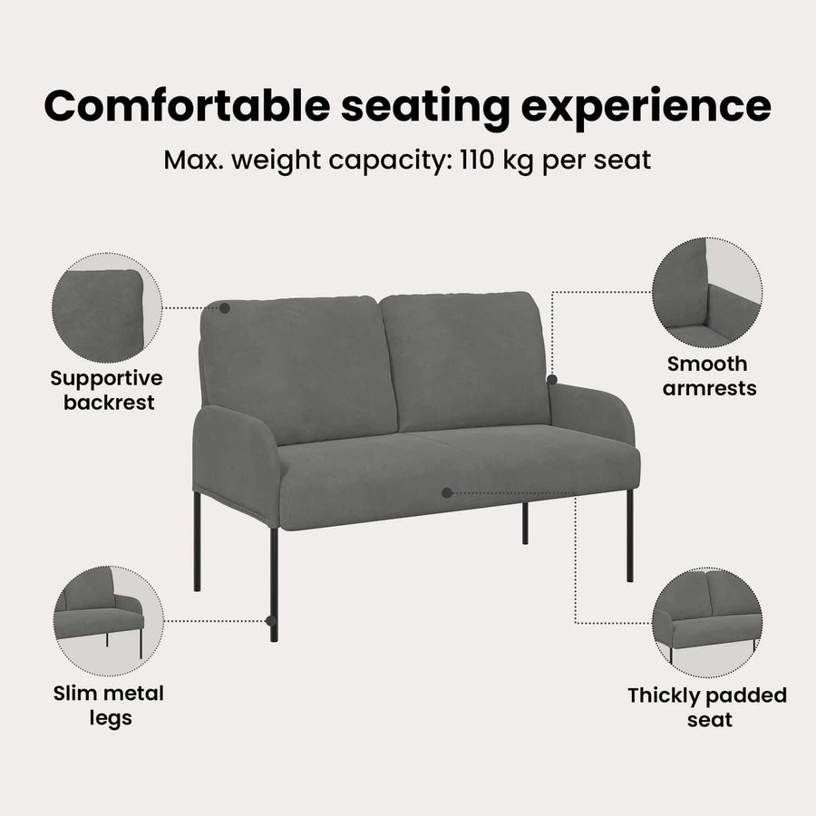 Sofas with Cushion 110cm Dark Grey Plywood