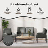 Sofa Sets with Cushion 3 pcs Dark Grey 115 x 56 x 80 cm Plywood - Low Angle