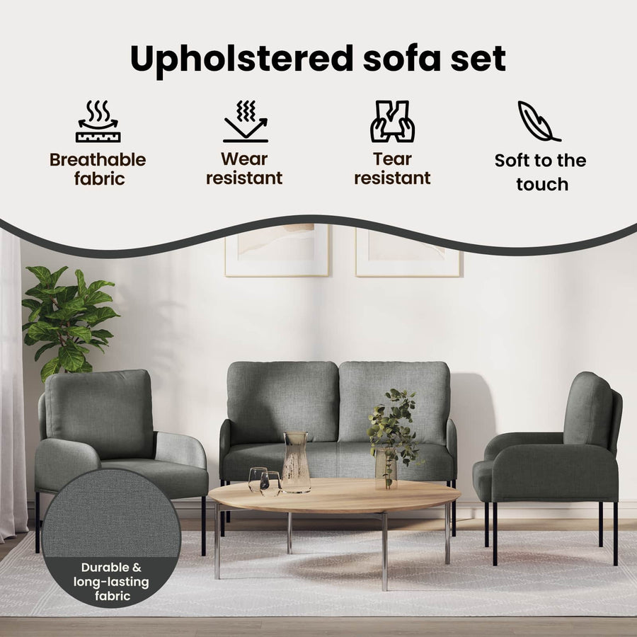 Sofa Sets 3 pcs Dark Grey Plywood