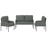 Sofa Sets with Cushion 3 pcs Dark Grey 115 x 56 x 80 cm Plywood - Rear View