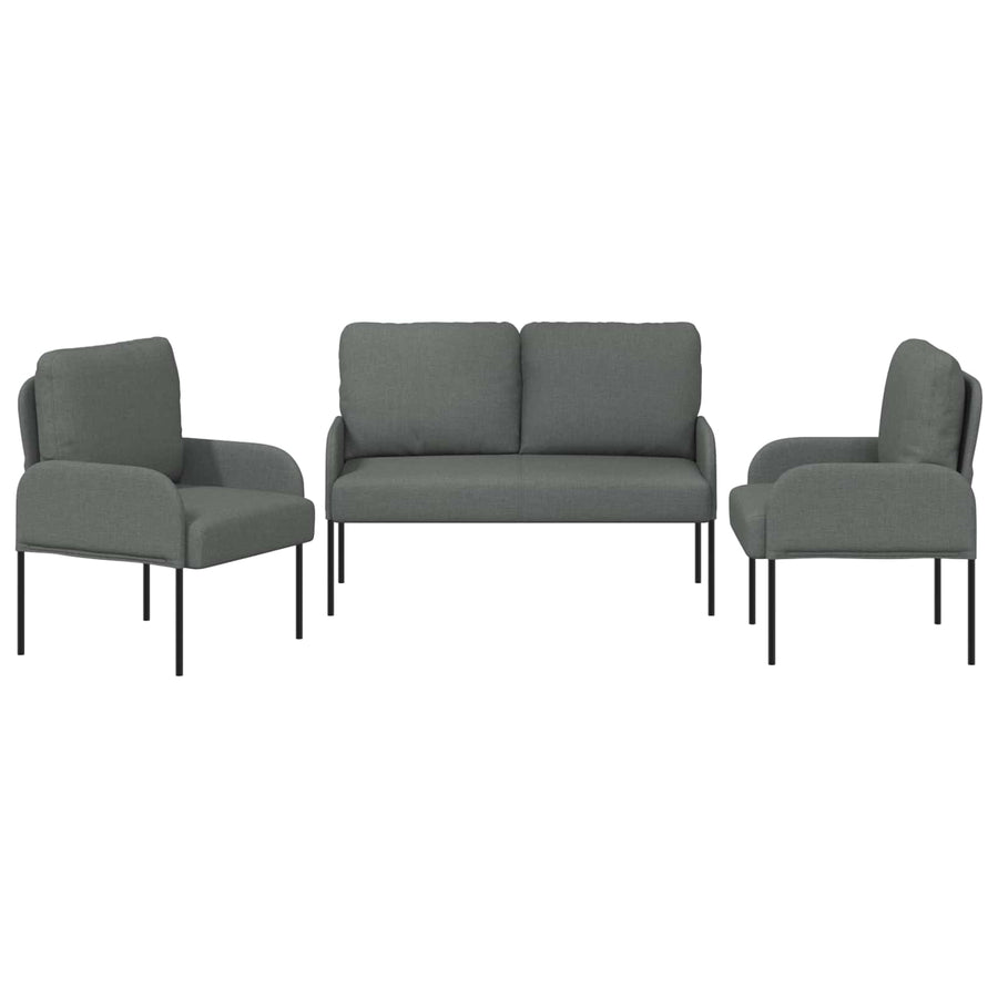 Sofa Sets 3 pcs Dark Grey Plywood