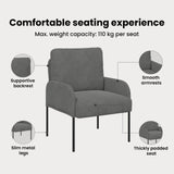 Sofa Sets with Cushion 3 pcs Dark Grey 115 x 56 x 80 cm Plywood - Extra Image