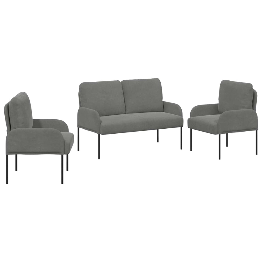 Sofa Sets 3 pcs Dark Grey Plywood