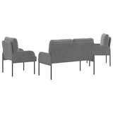 Sofa Sets with Cushion 3 pcs Dark Grey 115 x 56 x 80 cm Plywood - Close-Up Angle