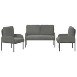 Sofa Sets with Cushion 3 pcs Dark Grey 115 x 56 x 80 cm Plywood - Rear View