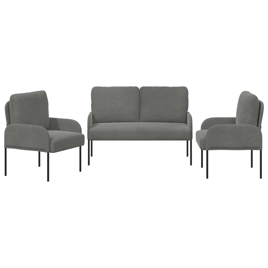Sofa Sets 3 pcs Dark Grey Plywood