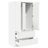 Wardrobe with Drawer White 79.5 x 49 x 156 cm Engineered Wood - 45-Degree Angle