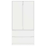 Wardrobe with Drawer White 79.5 x 49 x 156 cm Engineered Wood - Close-Up Angle