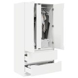 Wardrobe with Drawer White 79.5 x 49 x 156 cm Engineered Wood - Side View