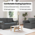 Sofa Set 2 pcs Dark Grey Fabric