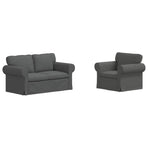 Sofa Set 2 pcs Dark Grey Fabric