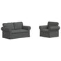 Sofa Set 2 pcs Dark Grey Fabric