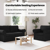 Sofa Set 2 pcs Black 155 x 82 x 80 cm Fabric - Rear View