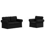 Sofa Set 2 pcs Black Fabric