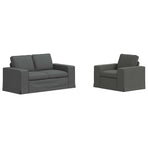 Sofa Set 2 pcs Dark Grey Fabric